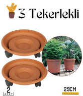 Takaz Global 2 li Tekerlekli Saksı Altığı 29 CM Kahve